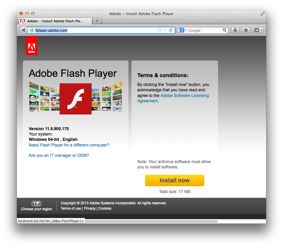 Adobe Flash Player para os x Yosemite 10.10.2